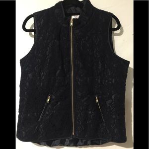 Crown and ivy navy blue lace zip up vest size PL